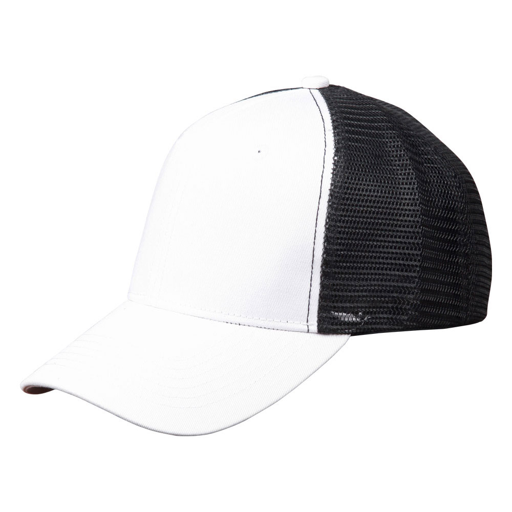 Cotton Trucker Cap With Nylon Mesh Back
