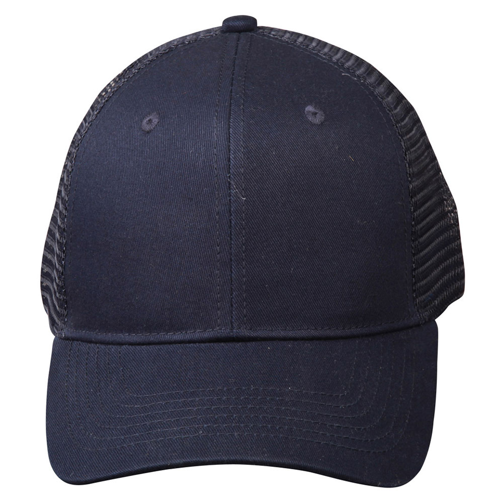 Cotton Trucker Cap With Nylon Mesh Back