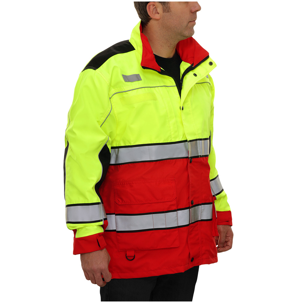 Hi-Vis 2-Tone Lime & Red Waterproof Responder Parka