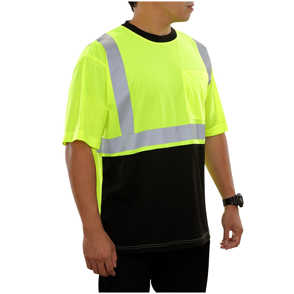 Hi-Vis Lightweight Wicking Safety 2-Tone T-Shirt ANSI Class 2 with High Transfer Tape