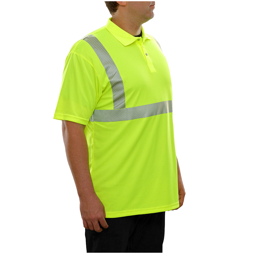 Hi Vis Breathable Wicking Safety Polo Shirts with Flexible 3M™ Segmented Tape