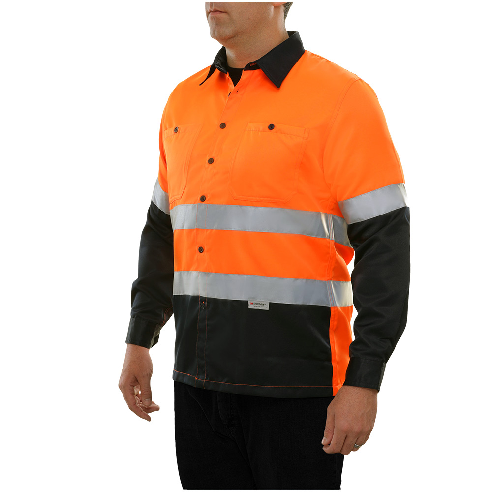 Hi-Vis Durable 2-Tone Long Sleeve Safety Work Shirt