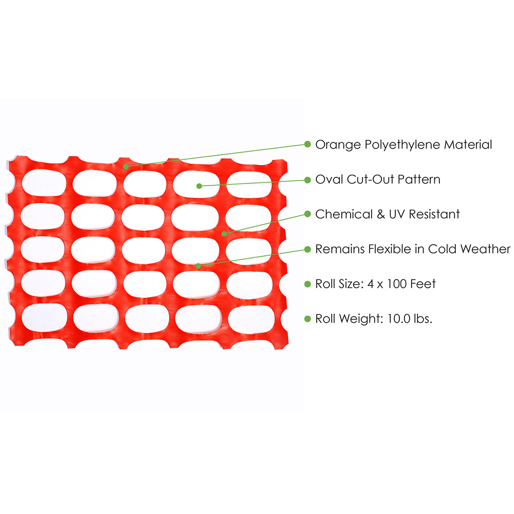 Orange Polyethylene Chemical & UV Resistant Safety Fencing