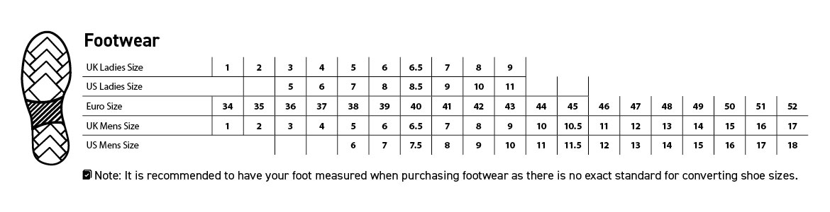 Footwear size chart Footwear size chart